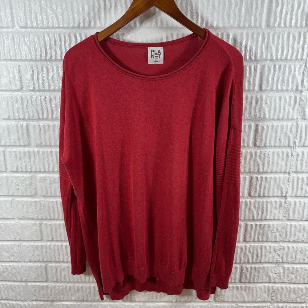 Planet by Lauren‎ Red Tunic Sweater One Size